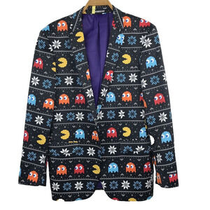 SUITMEISTER PAC-MAN Men’s Suit Jacket Christmas Holiday Blazer Slim Fit SZ L 42